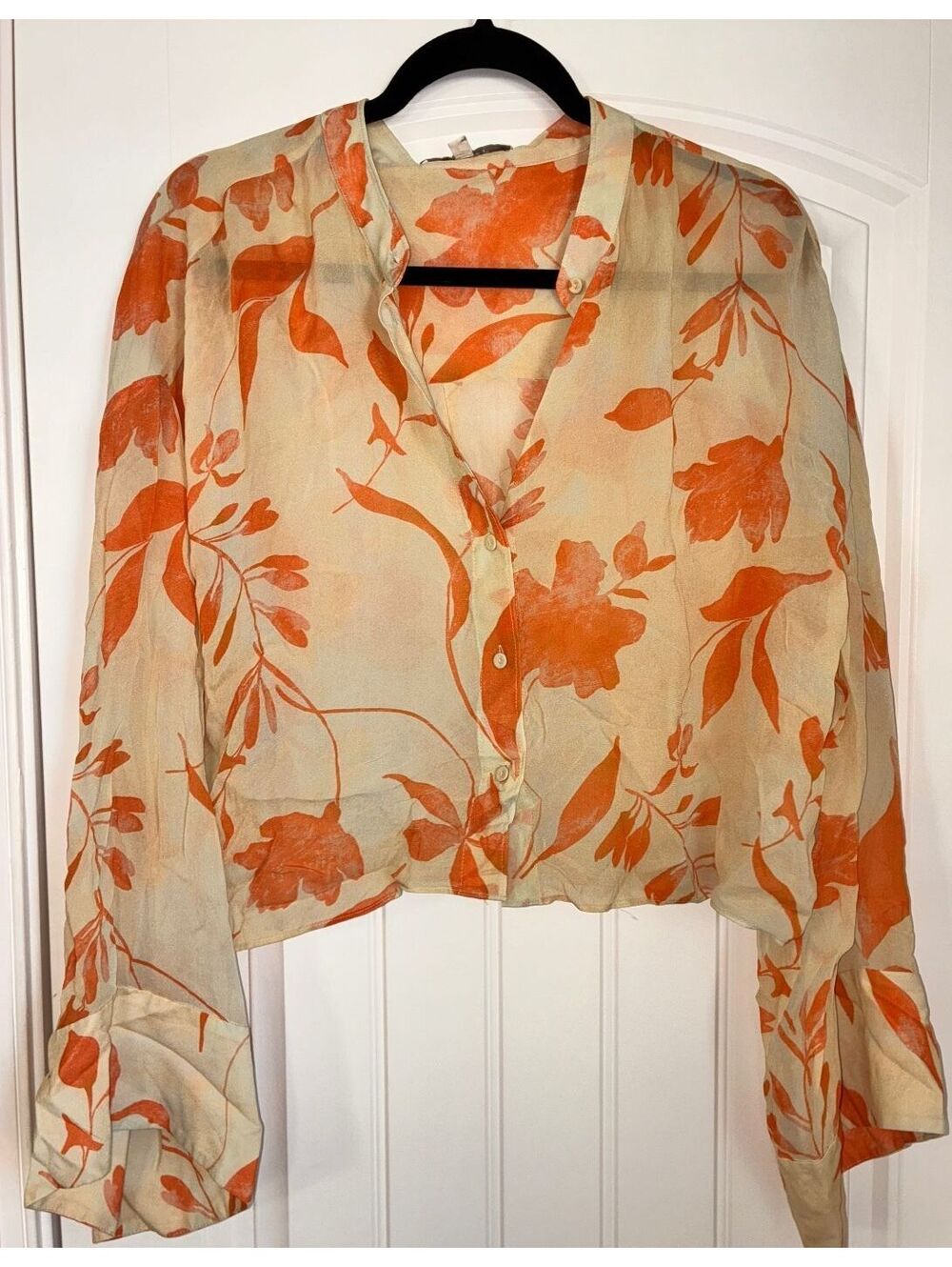Favorite Daughter Floral Print Button-Up Blouse, Size Large